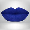 A dark blue, high-pigment matte lipstick with bold color and a smooth matte finish. 