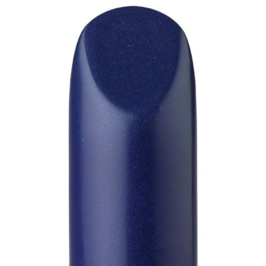 A dark blue, high-pigment matte lipstick with bold color and a smooth matte finish. 