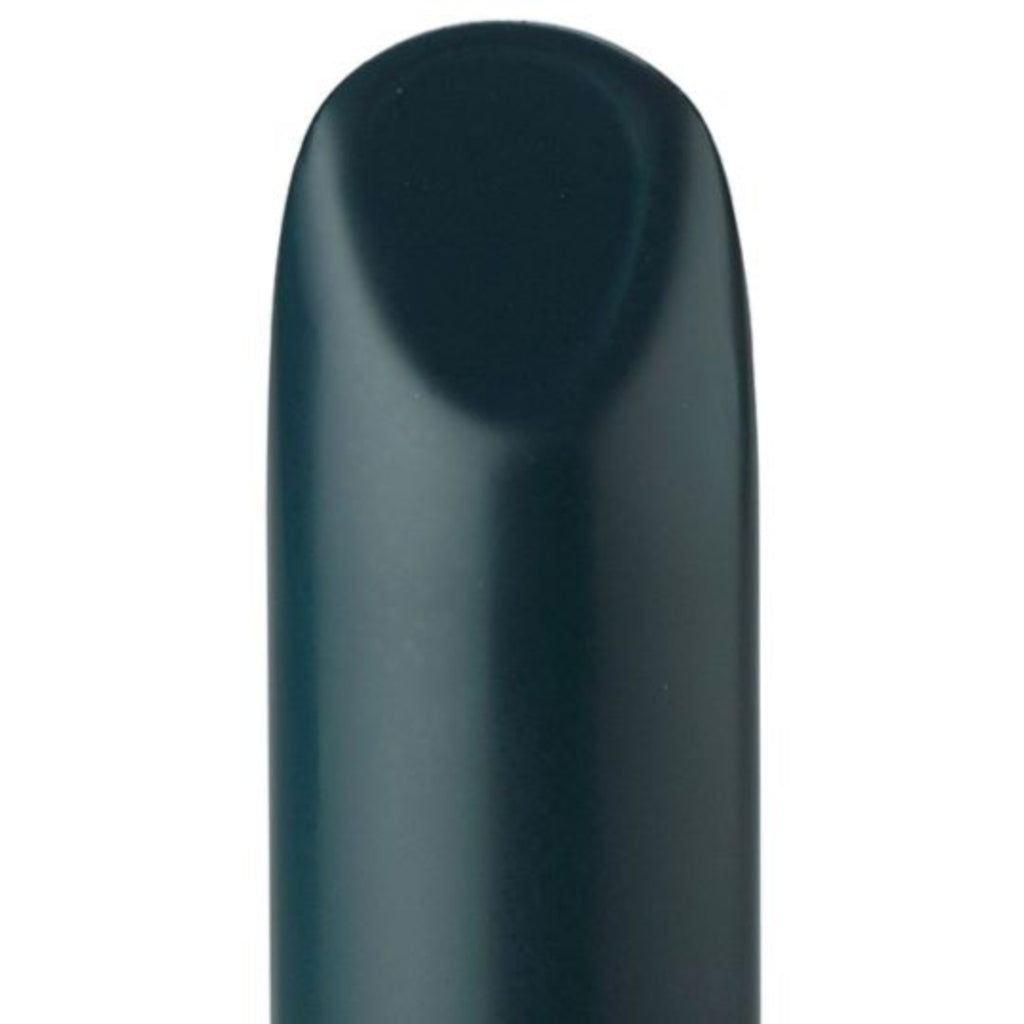 A dark green, high-pigment matte lipstick with bold color and a smooth matte finish. 