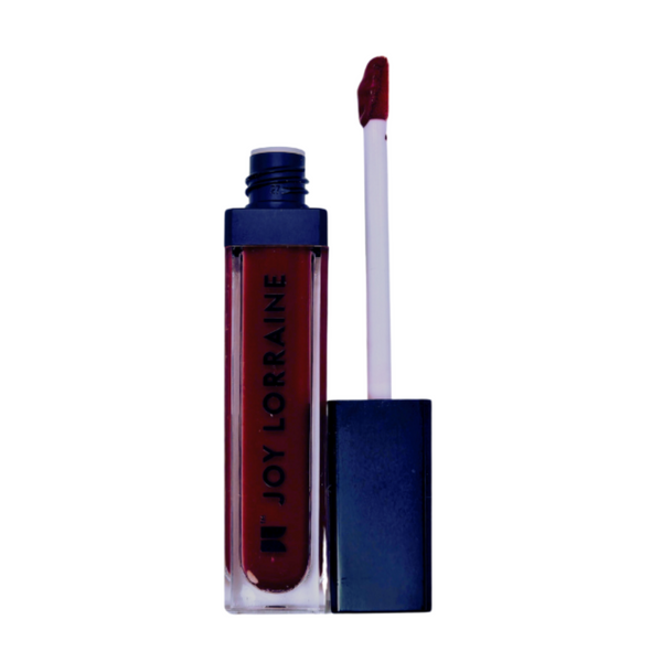 Burgundy red liquid lipstick with a smudge-resistant, long-lasting matte finish and bold, full-coverage color