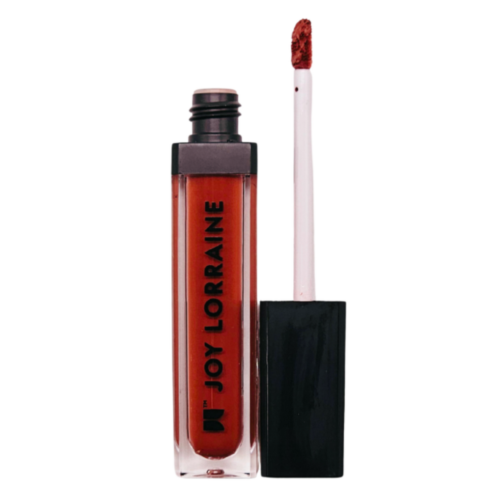 Burnt orange liquid lipstick with a smudge-resistant, long-lasting matte finish and bold, full-coverage color.
