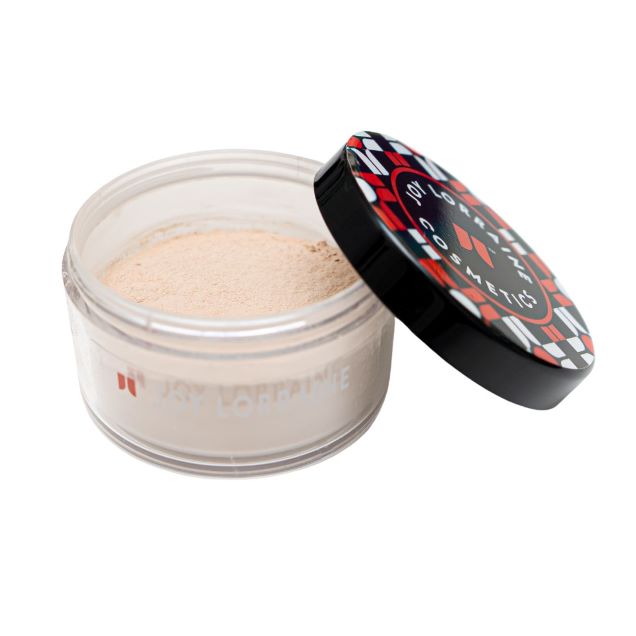 Lokono Caribe Setting Powder; a weightless beige loose setting powder to set makeup without flashback.
