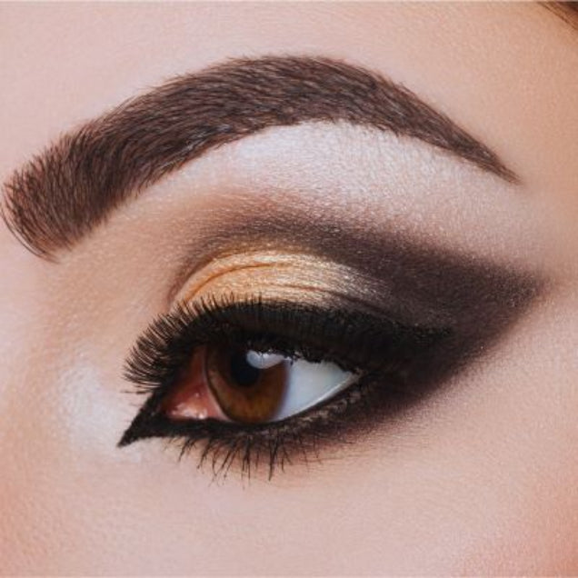 Model Wearing School Dayz Brow in Copper Brown: Pressed eyebrow powder for natural-looking, fuller brows.