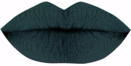 Swatch of Serpent Lipstick; a long-lasting dark green lipstick
