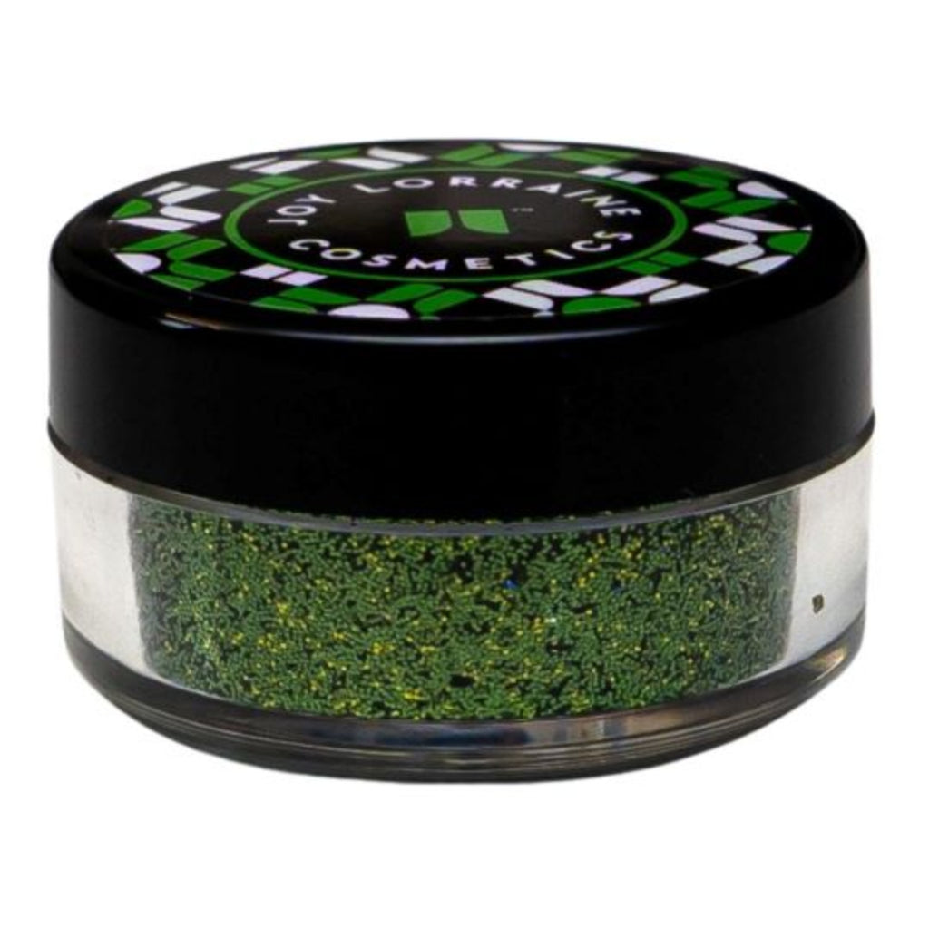 An ultra-fine hunter green cosmetic grade glitter for eye makeup, face and body with a high-impact shimmer. 