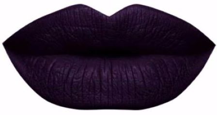 Swatch of Dark Side Liquid Lipstick: A dark plum lipstick with full coverage, rich pigment and long-lasting matte wear. 