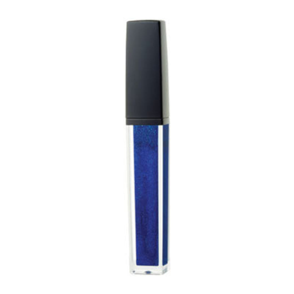 Blue shimmer lip gloss with peppermint oil for a cooling, moisturizing and glossy finish.